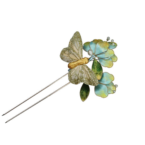 Ronghua Flower French Hair Pins Chinese Jewelry Blue Flower French Pins for Hair Chinese Hair Accessories