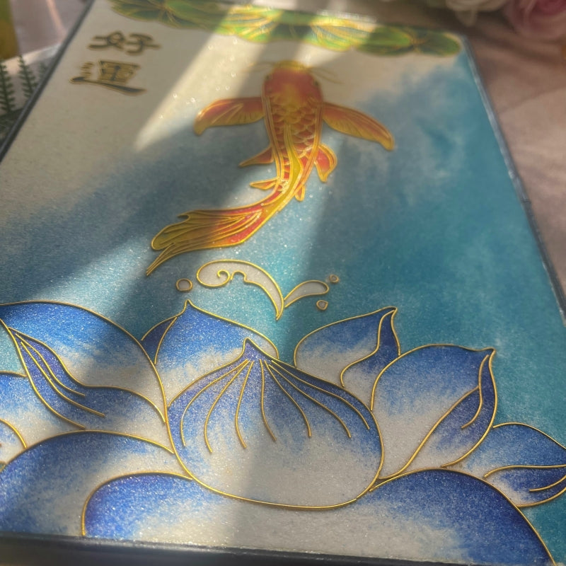 Cloisonne Painting DIY Art Kit Chinese Coy Fish Artwork Cloisonne Kit Chinese Cloisonne Art Kit