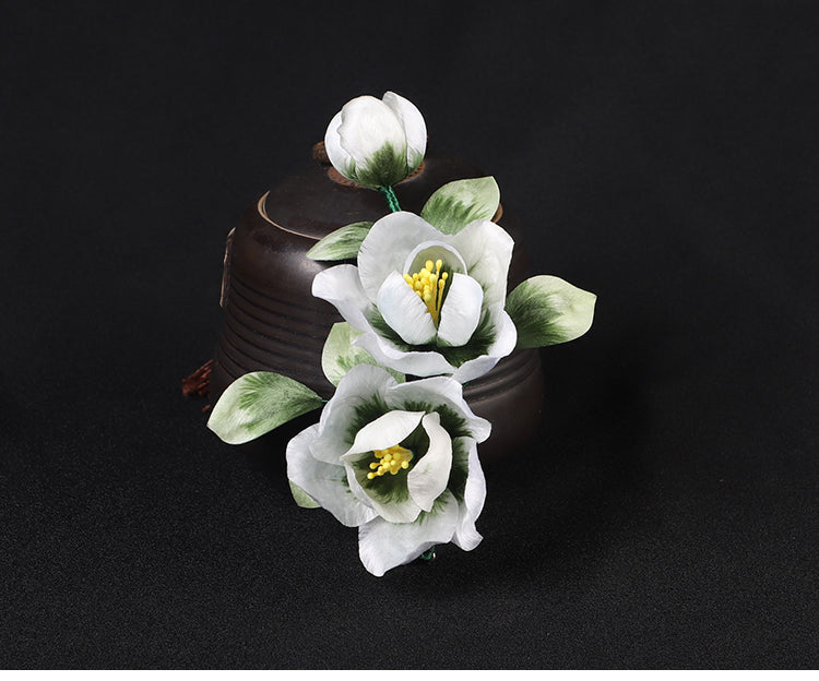 lapel pin flower Ronghua Flower Lapel Pins Chinese Jewelry Green Flower Lapel Flower Holding Pin Chinese Accessories - Mulan Legacy