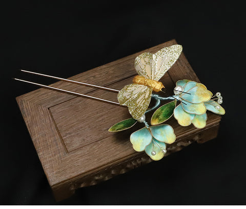 Ronghua Flower French Hair Pins Chinese Jewelry Blue Flower French Pins for Hair Chinese Hair Accessories