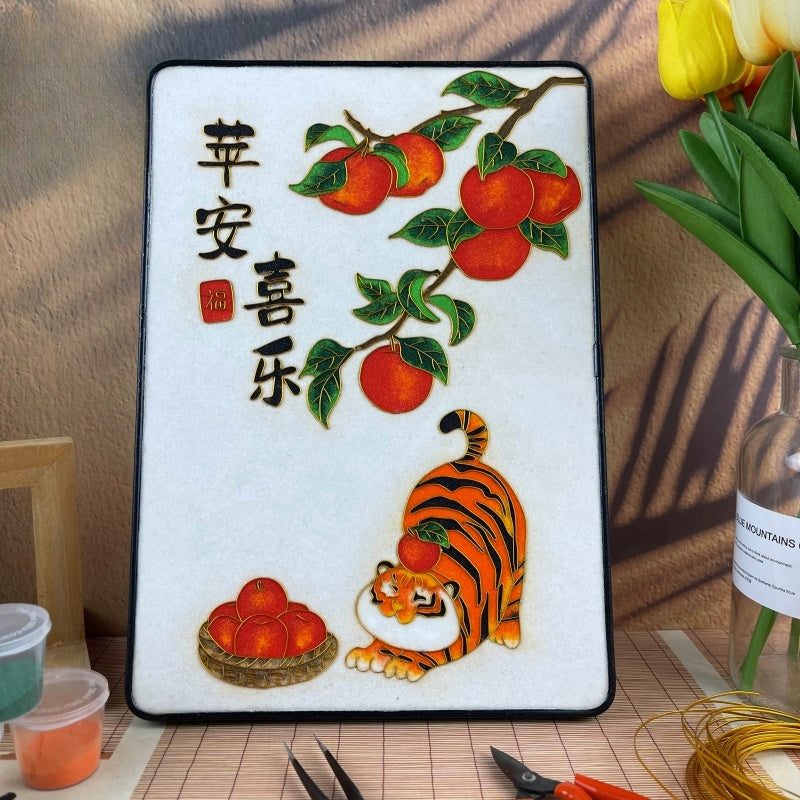 Cloisonne Painting DIY Art Kit Tiger Starter Cloisonné Kit Chinese Cloisonné Art Kit for Beginners 