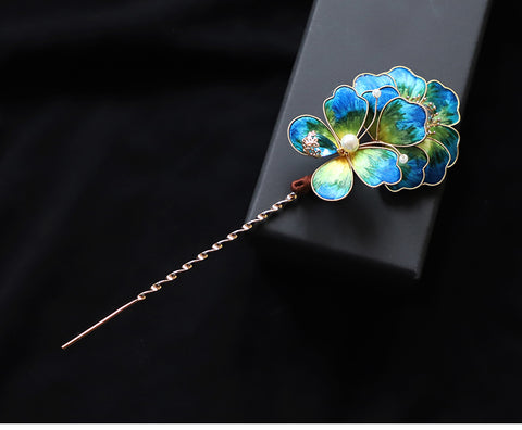 asian hair sticks Chinese Jewelry Rong Hua Flower Hair Pin Stick