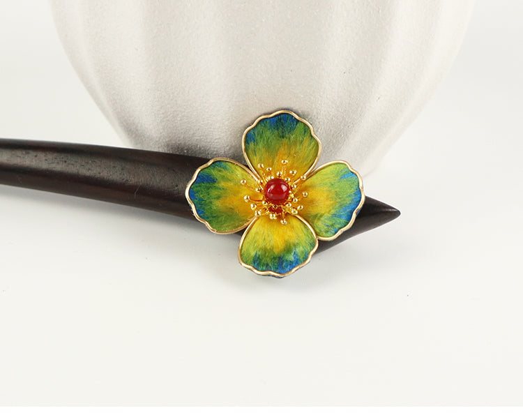 hair bun with chopsticks​  Rong Hua Flower Chinese Hair Sticks Chinese Accessories