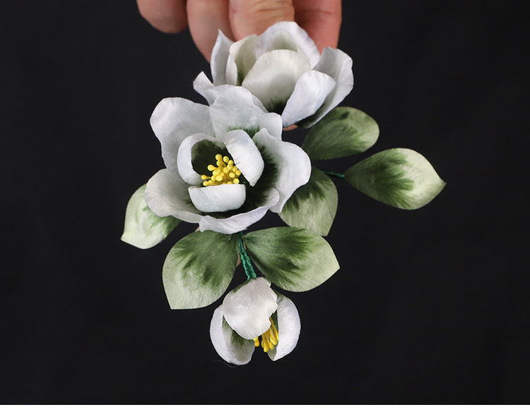 Green Flower Lapel Flower Holding Pin Chinese Accessories - Mulan Legacy