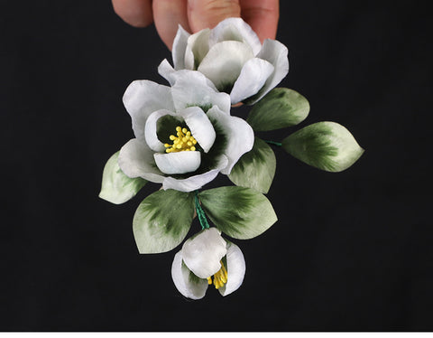 Green Flower Lapel Flower Holding Pin Chinese Accessories - Mulan Legacy