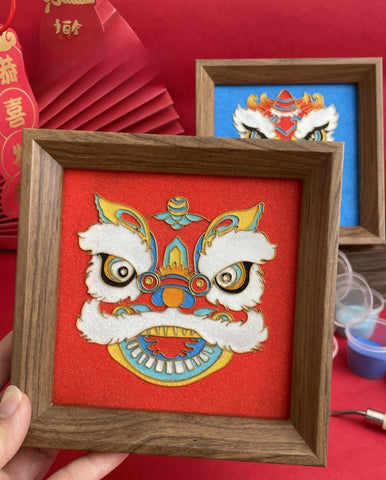 Chinese Cloisonne Art Kit chinese lion head dance​ Cloisonné Kit Cloisonne Painting DIY Art Kit