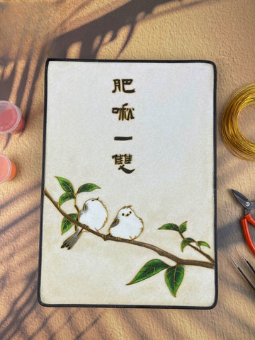 Silver-Throated Bushtit Starter Cloisonné Kit Chinese Cloisonné Art Kit for Beginners Cloisonne Painting DIY Art Kit - Mulan Legacy