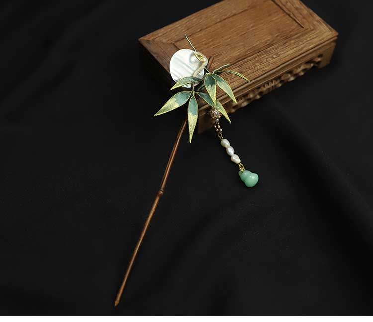  Bamboo Leaves Wooden Hair Pin Chinese Hair Chopsticks Rong Hua Flower Chinese Hair Sticks Chinese Accessories