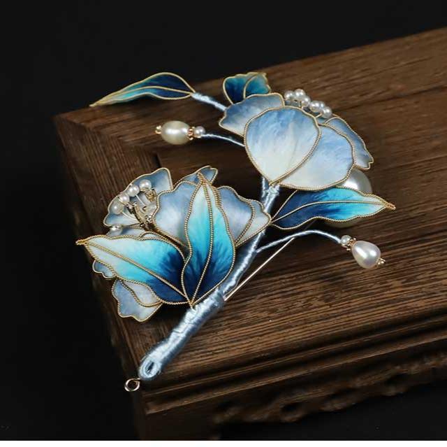 silk flower brooch​ Rong Hua Flower Brooch Ronghua Flower Pins Chinese Jewelry Chinese Accessories Flower Brooch Pin