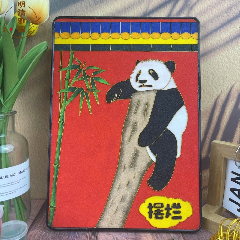 panda art painting​ Cloisonne Painting DIY Art Kit Panda Wallet Art Cloisonné Kit Chinese Cloisonné Art Kit