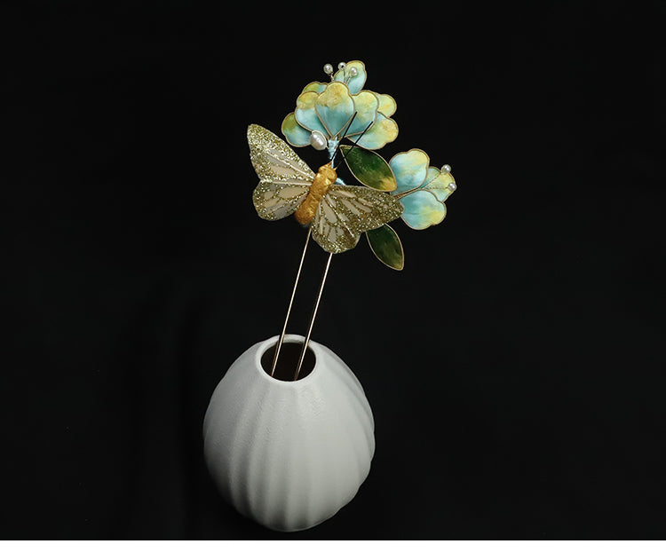 Blue Flower French Pins for Hair Chinese Hair Accessories