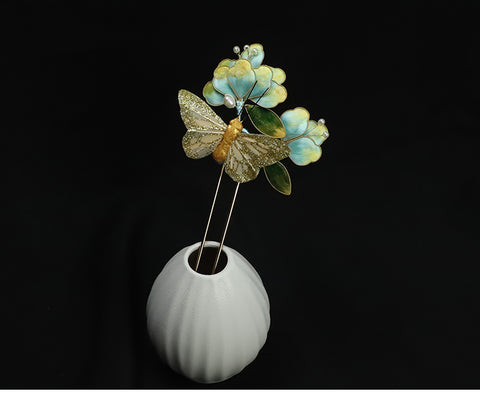 Blue Flower French Pins for Hair Chinese Hair Accessories