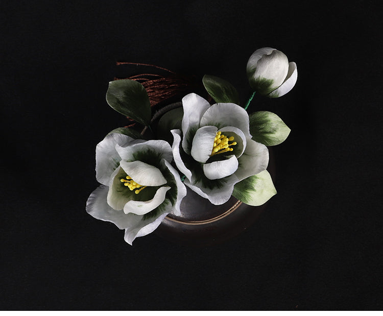 Green Flower Lapel Flower Holding Pin Ronghua Flower Lapel Pins Chinese Jewelry Chinese Accessories - Mulan Legacy