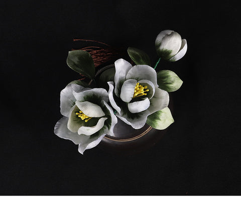 Green Flower Lapel Flower Holding Pin Ronghua Flower Lapel Pins Chinese Jewelry Chinese Accessories - Mulan Legacy