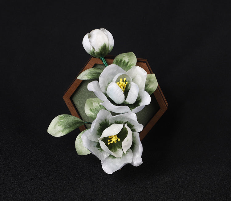 Ronghua Flower Lapel Pins Chinese Jewelry Chinese Accessories Green Flower Lapel Flower Holding Pin  - Mulan Legacy