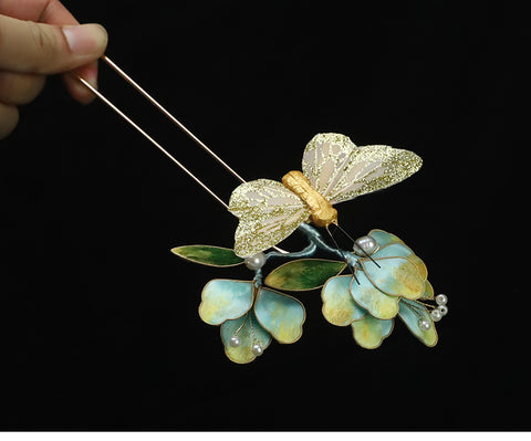 Ronghua Flower French Hair PinsBlue Flower French Pins for Hair Chinese Hair Accessories  Chinese Jewelry 