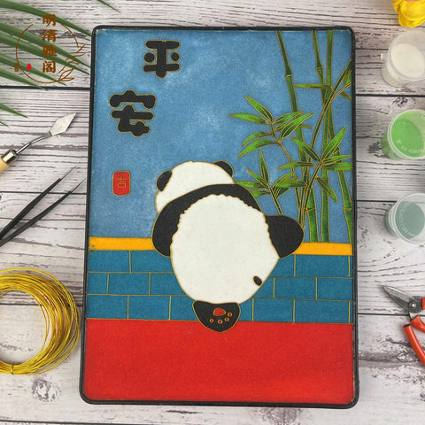 painting panda​ Cloisonne Painting DIY Art Kit Panda Wallet Art Cloisonné Kit Chinese Cloisonné Art Kit