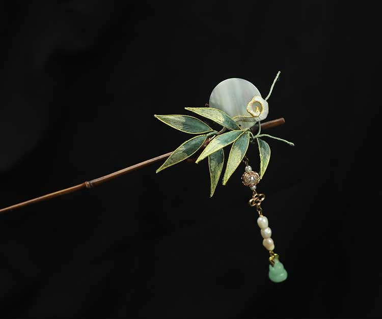 Bamboo Leaves Wooden Hair Pin  Chinese Hair Chopsticks Rong Hua Flower Chinese Hair Sticks Chinese Accessories 