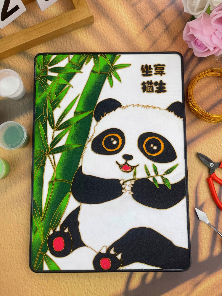 panda art​ Cloisonne Painting DIY Art Kit Panda Painting Panda Artwork Cloisonné Kit Chinese Cloisonné Art Kit