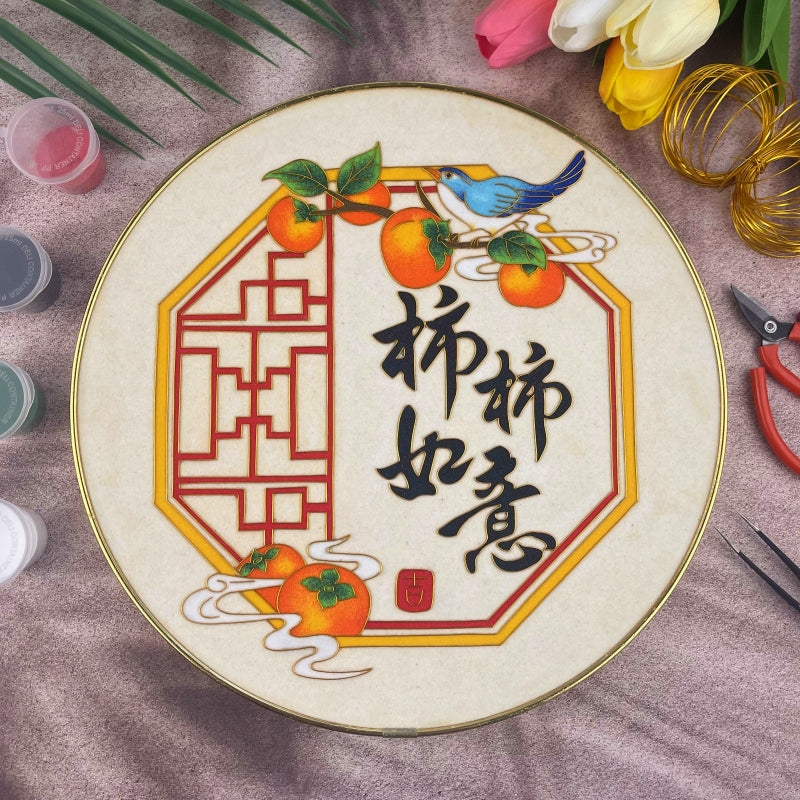 happy lunar new year greetings​ Chinese Cloisonne Art Kit Chinese New Year Greetings Cloisonné Kit Cloisonne Painting DIY Art Kit