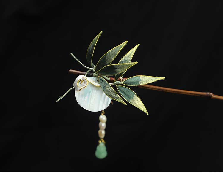 Chinese Hair Chopsticks Bamboo Leaves Wooden Hair Pin Rong Hua Flower Chinese Hair Sticks Chinese Accessories 