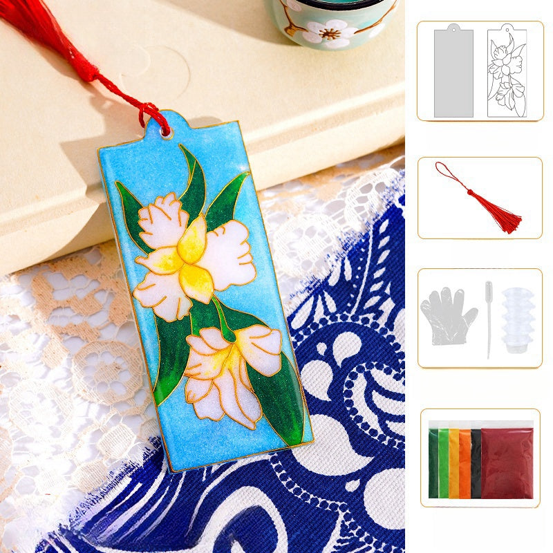 Cloisonne Kits Lily Flower Bookmark Handmade Bookmarks DIY Cloisonne Kit Cool Bookmarks Cute Bookmarks