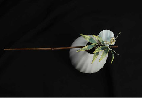 Chinese Hair Chopsticks Rong Hua Flower Chinese Hair Sticks Bamboo Leaves Wooden Hair Pin Chinese Accessories 