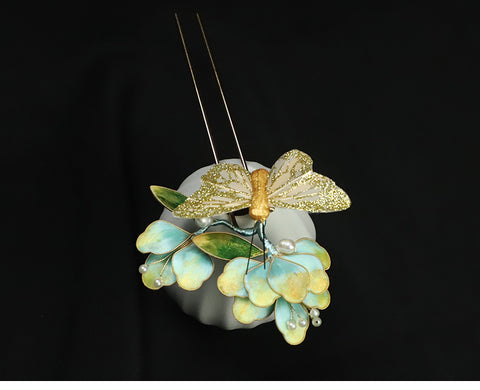 Hair Accessories Ronghua Flower French Hair Pins Chinese Jewelry Blue Flower French Pins for Hair Chinese 
