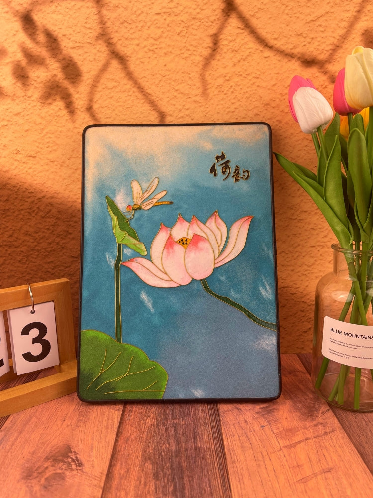 easy lotus painting​ Cloisonné Painting DIY Art Kit Lotus Flower Artwork Cloisonné Kit Lotus Art Chinese Cloisonné Art Kit 