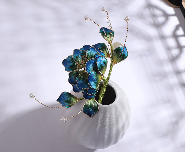 Ronghua Flower Pins Chinese Jewelry Blue Flower Brooch Pin Chinese Accessories 