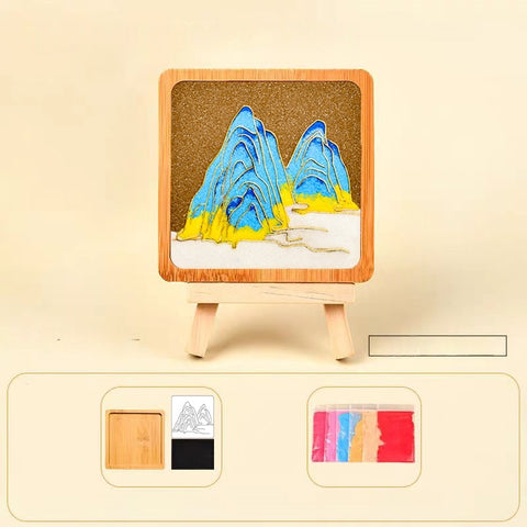 Cloisonné Kits DIY Wooden Drink Coaster Chinese Paintings of Mountains Cloisonne Kit Wooden Cup Coasters