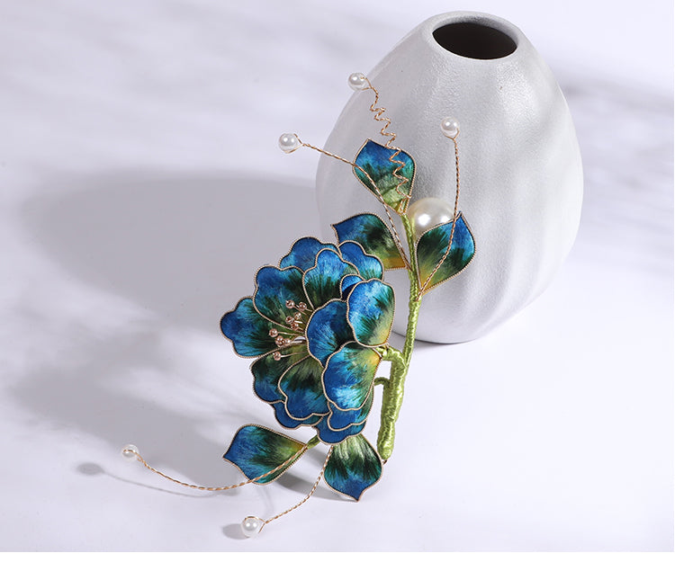 Ronghua Flower Pins Chinese Jewelry Blue Flower Brooch Pin Chinese Accessories 