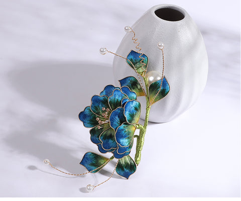 Ronghua Flower Pins Chinese Jewelry Blue Flower Brooch Pin Chinese Accessories 