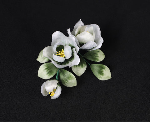 flower on a suit​ Green Flower Lapel Flower Holding Pin Chinese Accessories - Mulan Legacy