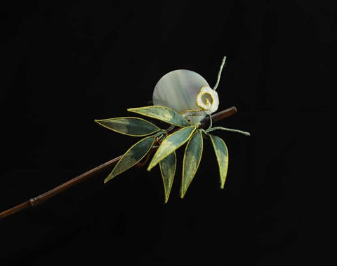 Chinese Hair Chopsticks Rong Hua Flower Chinese Hair Sticks Chinese Accessories Bamboo Leaves Wooden Hair Pin 
