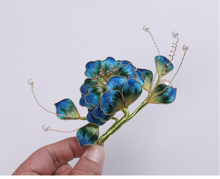 Ronghua Flower Pins Chinese Jewelry Blue Flower Brooch Pin Chinese Accessories 