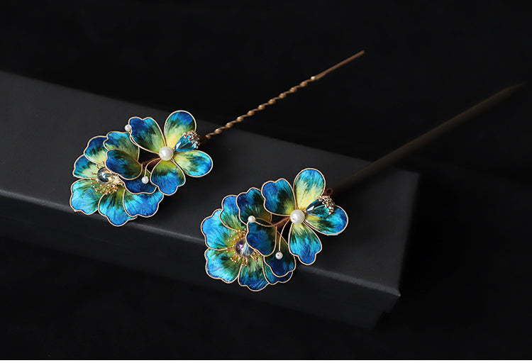 diy hair sticks​ Chinese Jewelry Rong Hua Flower Hair Pin Stick