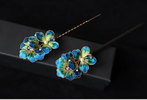 diy hair sticks​ Chinese Jewelry Rong Hua Flower Hair Pin Stick