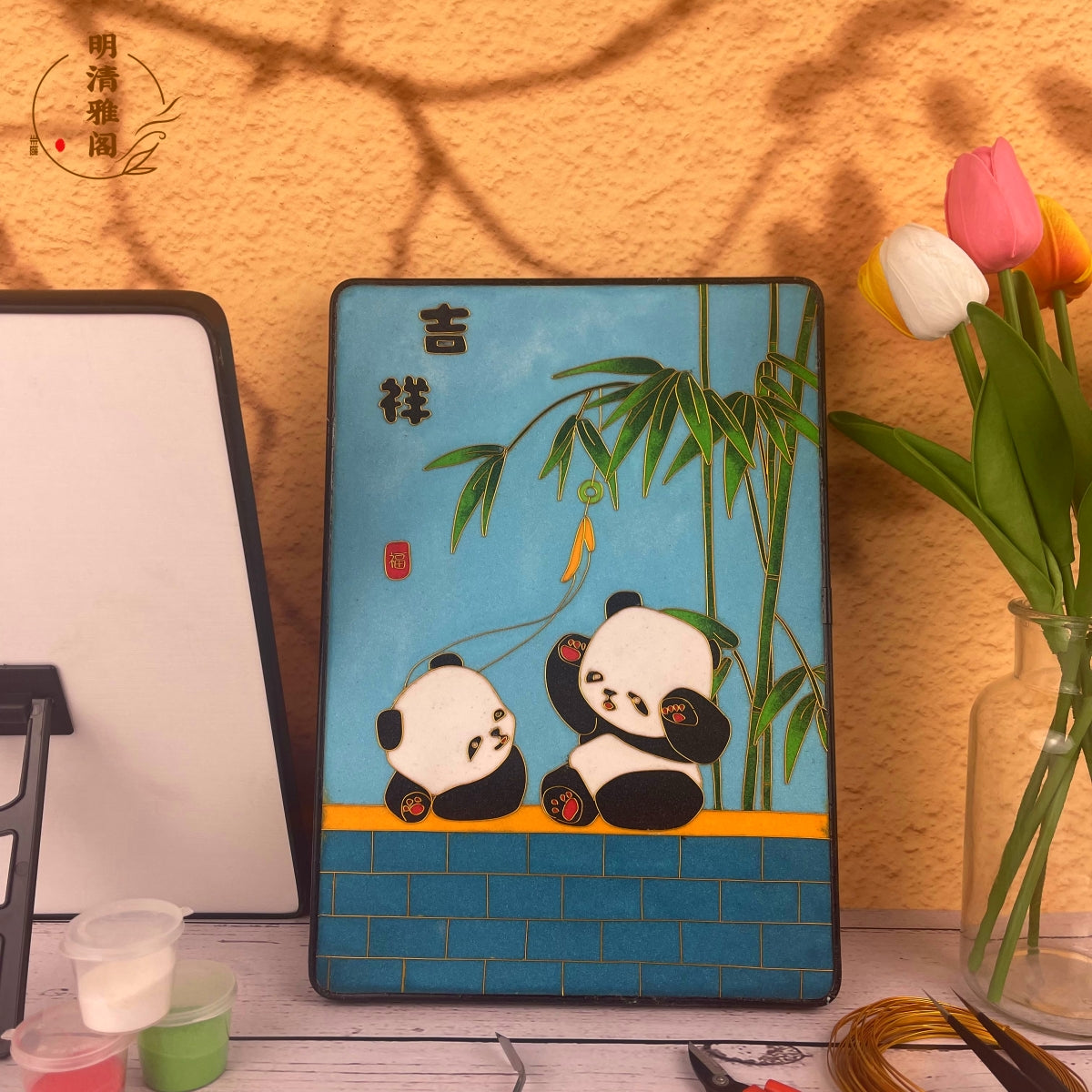 Cloisonne Painting DIY Art Kit panda art project​ Panda Wallet Art Cloisonné Kit Chinese Cloisonné Art Kit