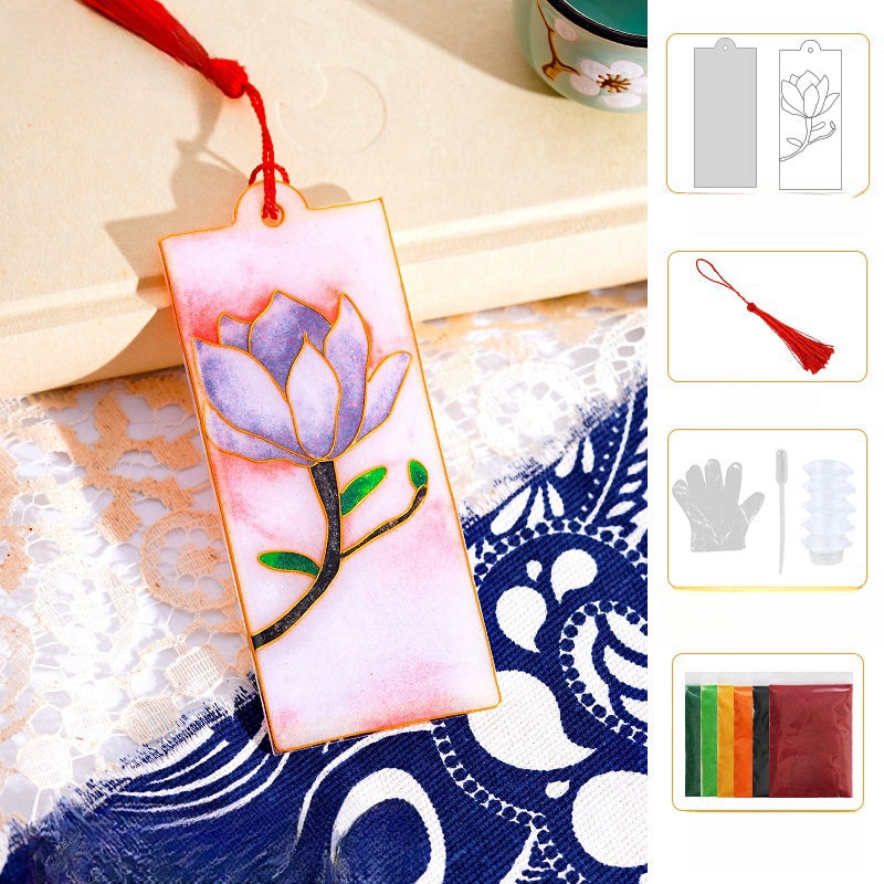 Cloisonne Kits Magnolia Grandiflora Flower Bookmark Handmade Bookmarks DIY Cloisonne Kit Cool Bookmarks Cute Bookmarks