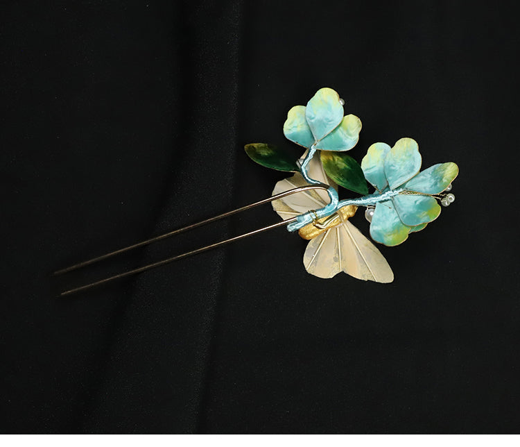 Blue Flower French Pins for Hair  Ronghua Flower French Hair Pins Chinese Jewelry 