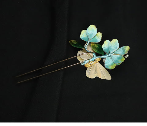 Blue Flower French Pins for Hair  Ronghua Flower French Hair Pins Chinese Jewelry 