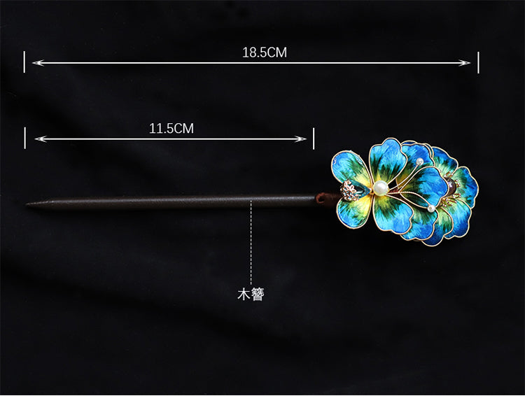 hair bun stick​ Chinese Jewelry Rong Hua Flower Hair Pin Stick