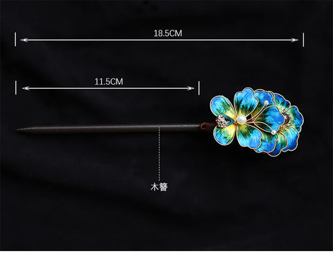 hair bun stick​ Chinese Jewelry Rong Hua Flower Hair Pin Stick