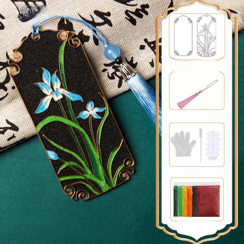 Cloisonne Kits Orchid Flower Bookmark Handmade Bookmarks DIY Cloisonne Kit Cool Bookmarks Cute Bookmarks