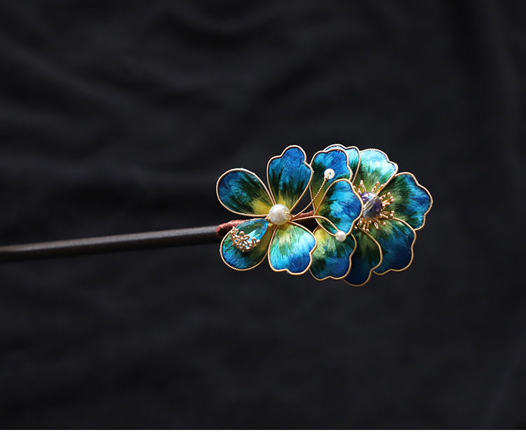 long hair sticks​ Chinese Jewelry Rong Hua Flower Hair Pin Stick