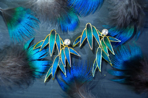 Tian-Tsui Chinese Brooch Pin Kit DIY kingfisher jewelry​ Peacock Feather Craft Bamboo Shadows Feather Crafting 