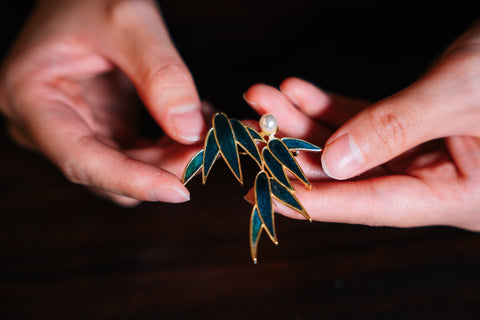 Tian-Tsui Chinese Brooch Pin Kit DIY chinese feather art​ Peacock Feather Craft Bamboo Shadows Feather Crafting 