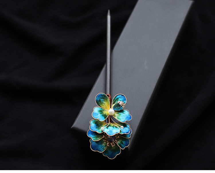 long hair stick​ Chinese Jewelry Rong Hua Flower Hair Pin Stick