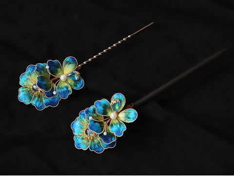 sticks in hair​ Chinese Jewelry Rong Hua Flower Hair Pin Stick